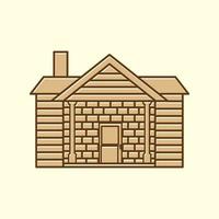 home house simple wood line vintage hipster logo icon vector design illustration