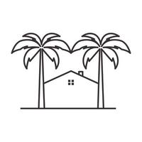 hipster líneas palmera con casa logo símbolo vector icono ilustración diseño gráfico