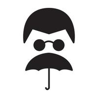 umbrella and beard logo vector symbol icon design illustration