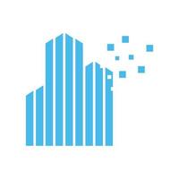 data technology connect skyscraper logo vector icon illustration design