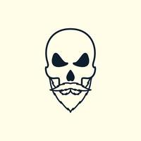 head skull line with beard and mustache  logo vector icon design illustration