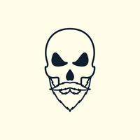 head skull line with beard and mustache  logo vector icon design illustration