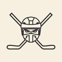 cross stick hockey with helm logo symbol icon vector graphic design illustration idea creative