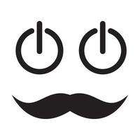 mustache with power button logo vector icon illustration design