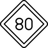 estilo de icono de límite de velocidad 80 vector