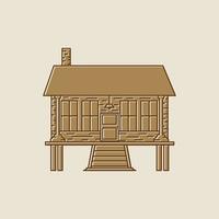 hogar casa simple madera cultura vintage logo icono vector diseño ilustración