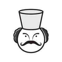 caricatura, hombre, como, chef, con, bigote, cabeza, vendimia, logotipo, diseño, vector, icono, símbolo, ilustración vector