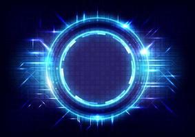 Digital infographic interface. Futuristic Sci-Fi glowing HUD frame. Data engineer of particle. Abstract hologram hi-tech background. Virtual reality technology of holographic vector