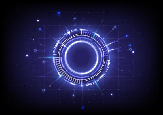Futuristic Sci-Fi glowing HUD user. Data engineer. Digital infographic frame. Abstract hologram hi-tech background. Virtual reality technology electric innovation
