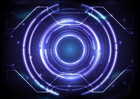 Futuristic Sci-Fi glowing HUD element. Abstract hi-tech background. Circuit lines of head-up display interface. Virtual reality technology innovation screen. Circle engineer hologram vector