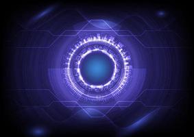 Futuristic Sci-Fi glowing HUD circle element. Abstract hi-tech background. Head-up display interface. Virtual reality technology innovation screen. Data of engineering hologram vector