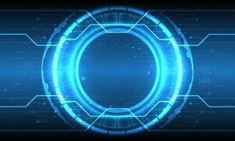 3D effect neon light. Futuristic Sci-Fi glowing HUD circle element. Abstract hi-tech background. Hologram particle of head-up display interface. Virtual reality technology of computer engineer data vector