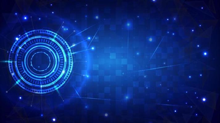 Futuristic Sci-Fi glowing HUD element. Abstract hi-tech background. Circuit lines of head-up display interface. Virtual reality technology innovation screen. Circle and particle hologram
