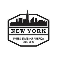 vector de silueta de horizonte de nueva york, logotipo de rascacielos de estados unidos