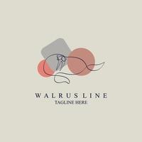 walruses line style  logo template design for brand or company and other vector