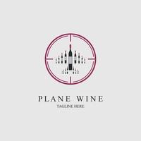 wine plane circle logo design template for brand or company and other vector