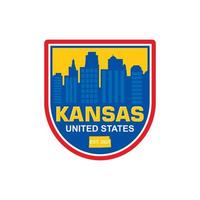 vector de horizonte de kansas, logotipo de rascacielos de kansas