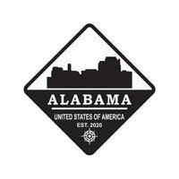 vector de silueta de horizonte de alabama, logotipo de rascacielos de estados unidos