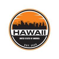 vector de horizonte de hawaii, logotipo de rascacielos de honolulu