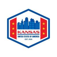 vector de horizonte de kansas, logotipo de rascacielos de kansas