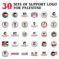 un conjunto de logotipo de salvar Palestina, un conjunto de vectores de soporte