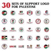 a set of save palestine logo , a set of support vector