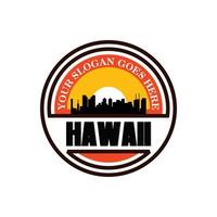 vector de horizonte de hawaii, logotipo de rascacielos de honolulu