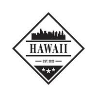 hawaii skyline silhouette vector logo