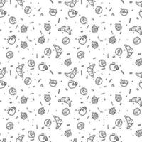 Seamless pattern with tea and croissants. Background for cafe or coffee shop menu vector