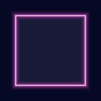 Neon square frame with shining effects on dark background. Empty frame with neon effects. Vector illustration.