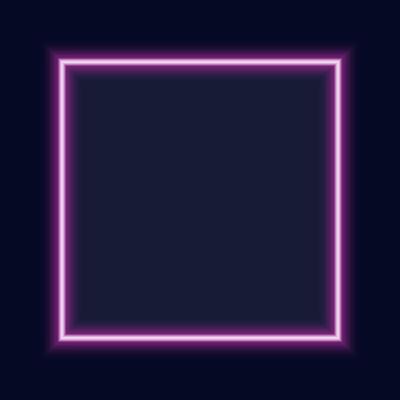 Neon square frame with shining effects on dark background. Empty frame with neon effects. Vector illustration.