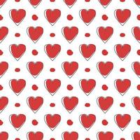 Pattern with red hearts on white background. Valentine's day pattern. vector