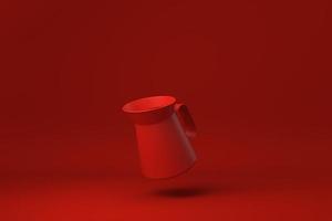 Red Pitcher or milk jug floating in Red background. minimal concept idea creative. monochrome. 3D render.