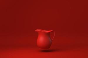 Red Pitcher or milk jug floating in Red background. minimal concept idea creative. monochrome. 3D render. photo