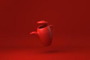 Red Pitcher or milk jug floating in Red background. minimal concept idea creative. monochrome. 3D render. photo