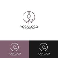 logotipo de icono mínimo de persona de yoga con árbol vector