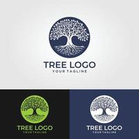 raíces de la ilustración del logotipo del árbol. silueta de vector de árbol.