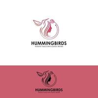 flying bird logo design template with linear concept style. vector illustration of hummingbird