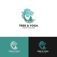 vector logo de yoga, una meditación de hombre en un lugar natural.