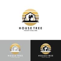 Palm Tree House House Logo Vector Icon Illustration