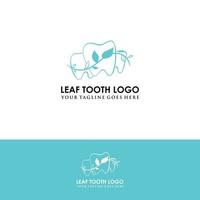 naturaleza dental hoja logo diente dientes contorno línea vector icono