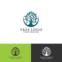 Abstract vibrant tree logo design, root vector - Tree of life logo design inspiration isolated on white background.