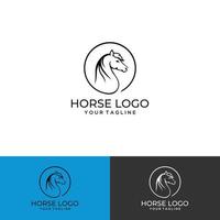 caballo negro, círculo, ilustración del logotipo, silueta vector