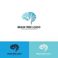 logotipo de árbol con una combinación de cerebro y árbol para cualquier negocio. vector