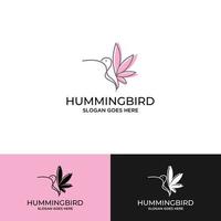 flying bird logo design template with linear concept style. vector illustration of hummingbird