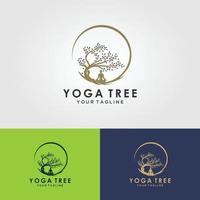 vector logo de yoga, una meditación de hombre en un lugar natural.