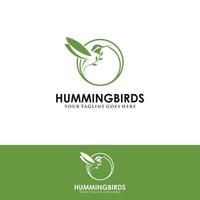 flying bird logo design template with linear concept style. vector illustration of hummingbird