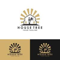 Palm Tree House House Logo Vector Icon Illustration