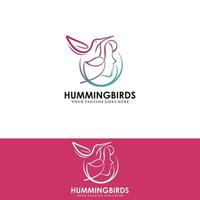 flying bird logo design template with linear concept style. vector illustration of hummingbird