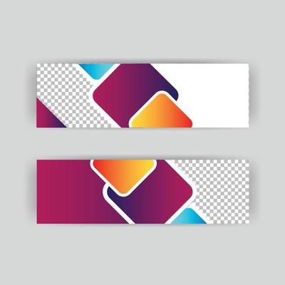 set banner background template with modern shape free vector art